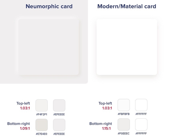 명암비가 작은 뉴모피즘 카드